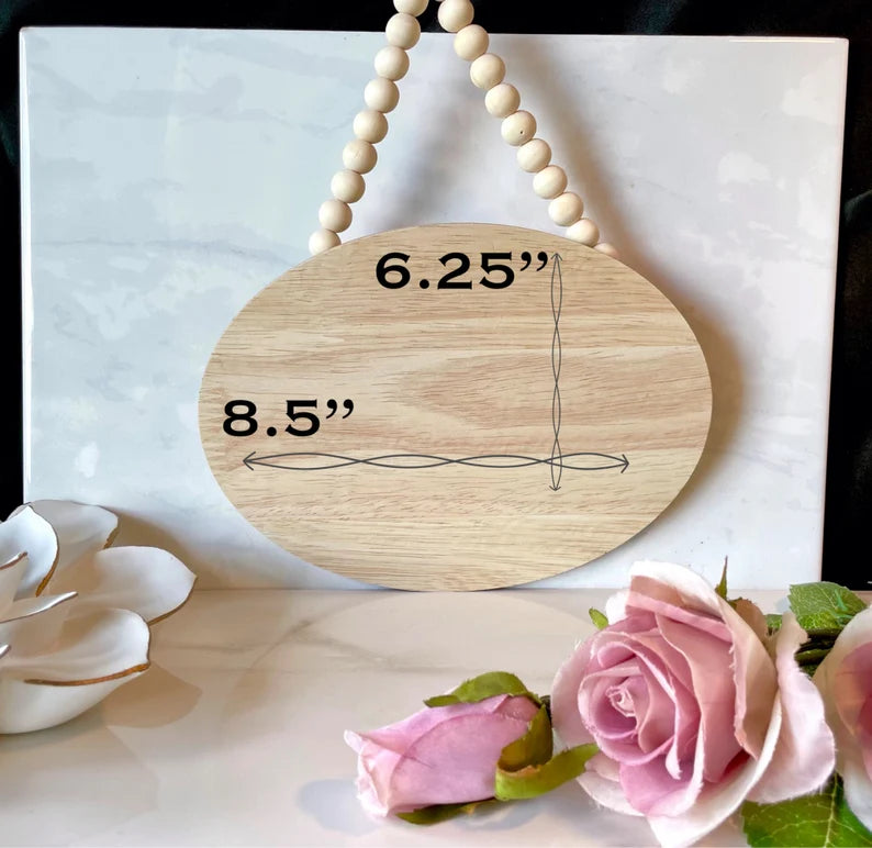 Custom Door Sign, Oval Reversible Wood Door Hanger