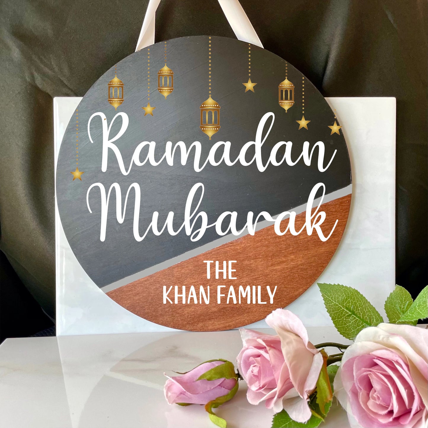 Ramadan and Eid Mubarak Wood Door Sign | Islamic Holiday Decor | Custom Gifts