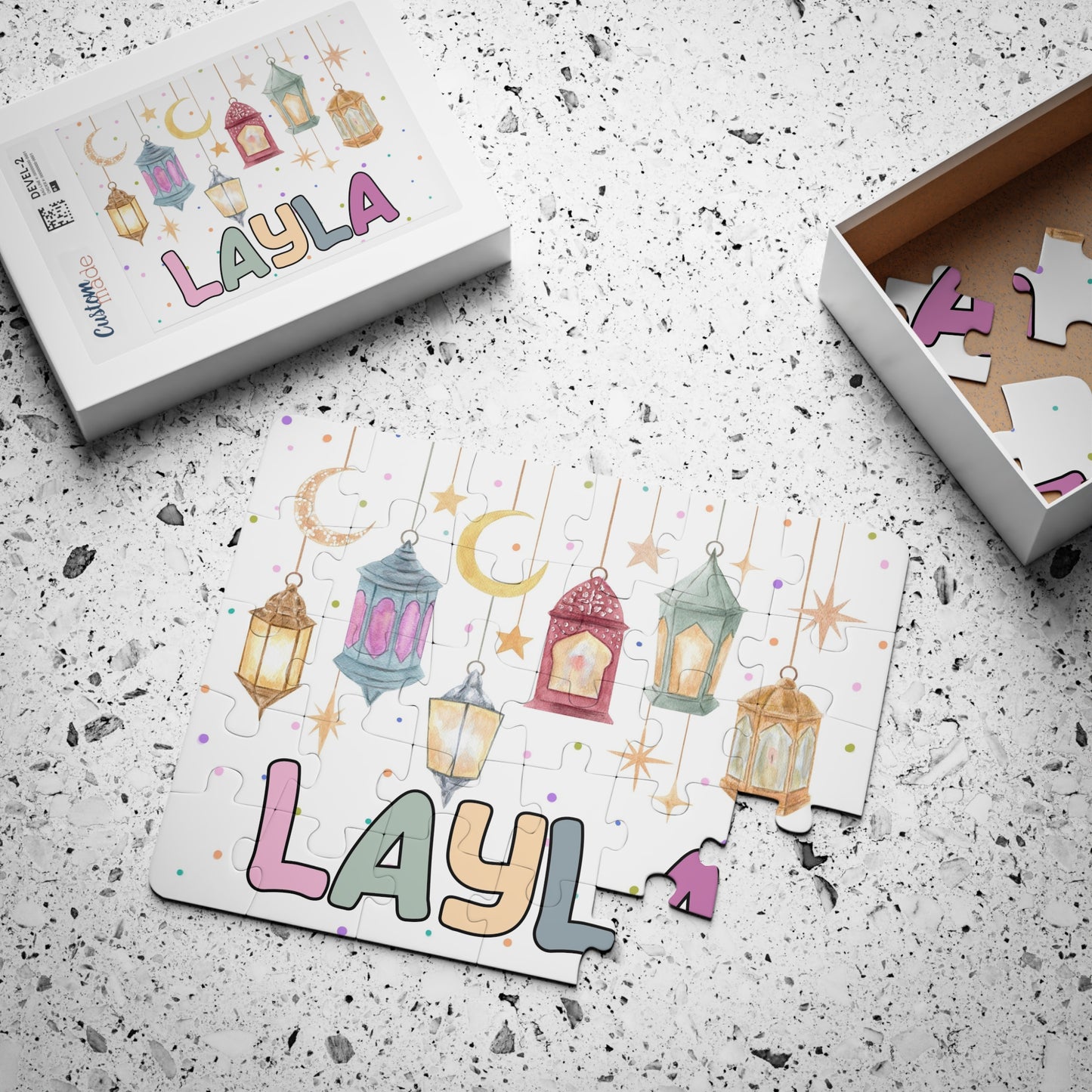Personalized Eid gift for kids, Custom Puzzle, Kids Name Puzzle, Custom Toddler Puzzle, Ramadan Gift, Ramadan Puzzle for boy