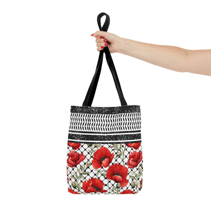 Kiffiyeh Tote, Palestine Kiffiyeh tote bag, Red Poppy Tote, Fish net olive leaves tote bag, Palestinian Pride, Palestine Canvas Tote