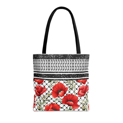 Kiffiyeh Tote, Palestine Kiffiyeh tote bag, Red Poppy Tote, Fish net olive leaves tote bag, Palestinian Pride, Palestine Canvas Tote