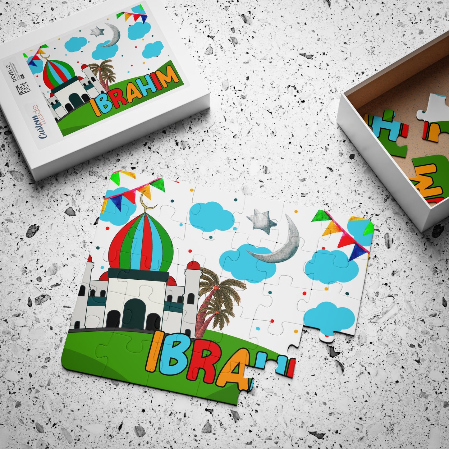 Personalized Eid gift for kids, Custom Puzzle, Kids Name Puzzle, Custom Toddler Puzzle, Ramadan Gift, Ramadan Puzzle for boys, Eid Mubarak