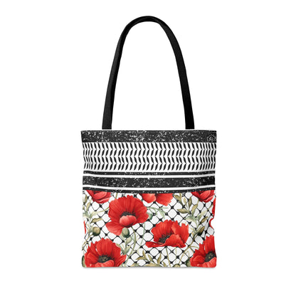 Kiffiyeh Tote, Palestine Kiffiyeh tote bag, Red Poppy Tote, Fish net olive leaves tote bag, Palestinian Pride, Palestine Canvas Tote